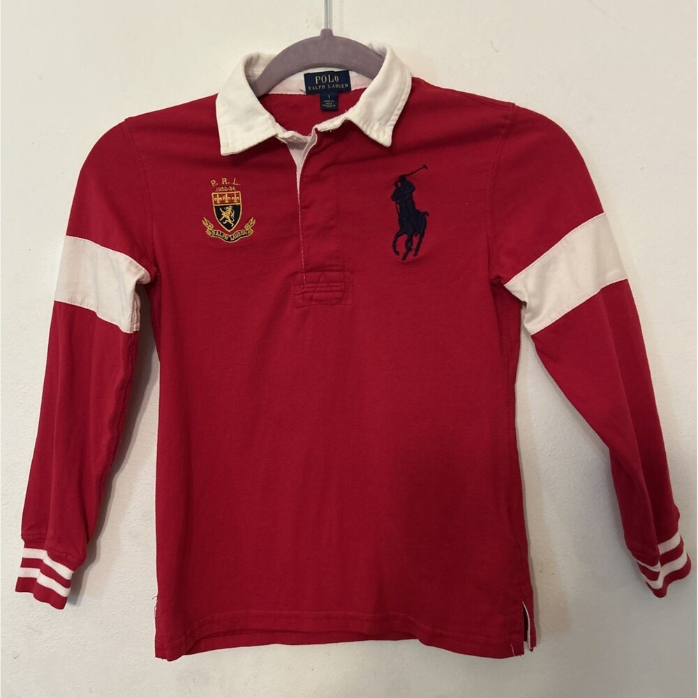 Kids Ralph Lauren Big Pony Polo Red Long Slleeve Size 7